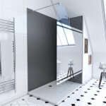 Aurlane - pack douche a l'italienne 90x120 - kit panneaux muraux gris / chrome + receveur + paroi miroir ...