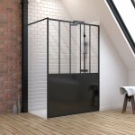 Aurlane - pack paroi de douche 140x200 cm noir mat + receveur de douche a carreler 140x90 cm recoupable ... Aurlane - pack paroi de douche 140x200 cm noir mat + receveur de douche a carreler 140x90 cm recoupable ...