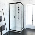 Aurlane - pack paroi porte de douche d'angle + receveur a poser - 90x90 ouverture en angle - crush moon ...
