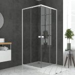 Aurlane - pack porte de douche coulissante blanc de 78 � 90x185cm + receveur 90x90 - whity slide