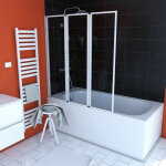 Aurlane - pare baignoire pivotant 3 volets blanc - 125x143 cm - verre tremp 4 mm - zaggy white