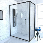 Aurlane - paroi de douche 1 porte coulissante + retour 140x90x200 cm - verre 6 mm - profil� noir - crush ...