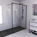 Aurlane - paroi de douche 140x200 + receveur a poser 140x90 cm + cadre et barre noir mat - contouring ... Aurlane - paroi de douche 140x200 + receveur a poser 140x90 cm + cadre et barre noir mat - contouring ...