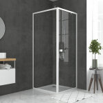 Aurlane - porte de douche pivotante extensible 78 � 90cm + paroi de retour 90 + receveur 90x90 - whity ...