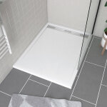 Aurlane - receveur en acrylique blanc 90x120x4 cm - grille lin�aire chrome - whiteness ii