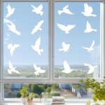 Autocollants anti collision pour oiseaux de fen�tre 16 pcs, autocollant blancs pour vitre pour la protection ...