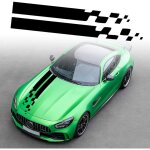 Autocollant de bande de capot de voiture, universels auto racing body side stripe decal jupe de toit ...