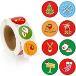 Autocollants cadeaux de no�l 500 pi�ces gommettes 2. 5cm ronds pour diy cadeaux enveloppes emballage ...