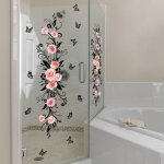 Autocollants de fen�tre fleurs stickers muraux fleurs rose noir deco stickers salon salle de bain cuisine ...