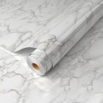 Autocollants pour meubles en marbre 80 cm x 500 cm, papier peint autocollant blanc cass, film autocollant ...