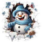 Autocollants de no�l, autocollant repr�sentant le p�re no�l cuisinant � travers le mur, sticker mural ...