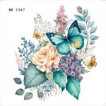 Autocollants papillons / pivoines pour abattant wc, imperm�ables, d�coration salle de bain