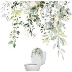 Autocollants de toilette feuilles plantes couvercle si�ge peel amovible murale autocollant mural salle ...
