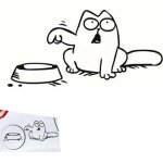 Autocollant pour voiture chat et gamelle, plusieurs couleurs