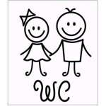Autocollant wc dessin anim� fille / gar�on (version alternative), �tanche / auto - adh�sif, d�co maison ...