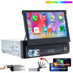 Autoradio 1 din 7 pouces rabattable android 15 carplay gps wifi fm bt - 4 + 64g