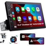 Autoradio 1 din carplay bluetooth sans fil android auto avec �cran 10, 4 pouces aux - mic 12cam