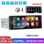 Autoradio 6, 86  1 din avec android 15, 2 + 32 go, carplay, gps, rds, bluetooth et wi - fi - 2 + 32g