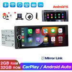 Autoradio 6, 86  1 din avec android 15, 2 + 32 go, carplay, gps, rds, bluetooth et wi - fi - 2 + 32g ...