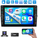 Autoradio 8  dab + 23 / 64 go android 15, carplay, gps, rds, bluetooth 4. 1, 2 din - 4 + 64g dab + cam ...
