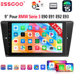 Autoradio 9 pouces android 15 32 / 64 go pour bmw s�rie 3 e90 / e91 / e92 / e93 avec apple carplay, rds, ...