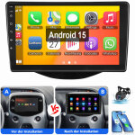 Autoradio 9 pouces android 15 gps rds pour toyota aygo citro�n c1 / peugeot 108 4 + 64g cam