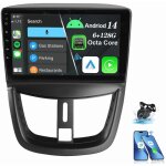 Autoradio android 14 6 + 128g pour peugeot 207 cc 2006 - 2015 carplay gps rds bt wifi 4g lte mod�le a ...
