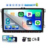 Autoradio android 14 carplay 6 + 128g, gps, bluetooth, eq, usb, navigation gps, wifi, �cran tactile, ...