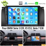 Autoradio android 15 carplay pour bmw srie 5 e39, x5 e53 et srie 7 e38 : navigation gps, rds, bluetooth, ...