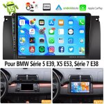 Autoradio android 15 carplay pour bmw srie 5 e39, x5 e53 et srie 7 e38 : navigation gps, rds, bluetooth, ...