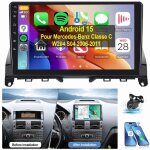 Autoradio android 15 carplay gps pour mercedes benz classe c w204 s204 2006 - 2011 2 + 64g cam