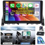 Autoradio android 15 carplay gps pour mercedes benz classe c w204 s204 2006 - 2011 4 + 64g dab cam