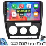 Autoradio android 15 pour skoda octavia 2007 - 2013 carplay gps wifi rds eq bt 4 + 64g cam