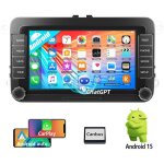 Autoradio android apple carplay 7 pouces pour vw golf 5 6 passat polo bluetooth eq usb gps navi wifi ...