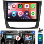 Autoradio carplay android 15 pour mercedes benz cls classe e w211 w219 gps navi bt 4 + 64g cam
