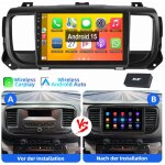 Autoradio carplay android 15 pour toyota proace citron jumpy peugeot expert gps wifi 1 + 32g dab
