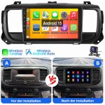 Autoradio carplay android 15 pour toyota proace citron jumpy peugeot expert gps wifi 4 + 64g cam