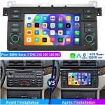 Autoradio dab + android 14 avec carplay, dsp, navigation gps, 6 + 128 go pour bmw s�rie 3 e46 (318, 320, ...