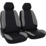 Jeu de 2 housses de sièges avant - universelles - voiture / auto - lavable - tissu noir / gris clair Jeu de 2 housses de sièges avant - universelles - voiture / auto - lavable - tissu noir / gris clair