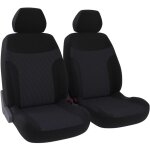 Jeu de 2 housses de sièges avant - universelles - voiture / auto - lavable - tissu noir / jacquard noir ... Jeu de 2 housses de sièges avant - universelles - voiture / auto - lavable - tissu noir / jacquard noir ...