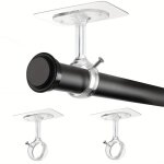 Autrucker lot de 2 supports de tringle � rideaux autocollants, crochets r�glables sans per�age, transparents ...