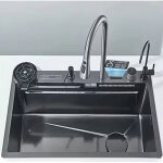 Autrucker �vier de cuisine multifonction en acier inoxydable avec cascade, robinet � affichage num�rique, ...