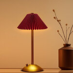 Autrucker lampe d'ambiance avec abat - jour pliss� style nordique, lampe de chevet, chargement usb, 3 ...