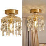 Autrucker petit lustre vintage en laiton et cristal de style fran�ais, plafonnier pour couloir et balcon, ...