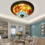 Autrucker plafonnier encastr� en forme de d�me vitrail. plafonnier tiffany � 3lampes. suspension led ...