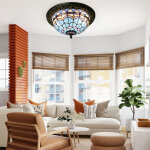 Autrucker plafonnier encastr� style tiffany autrucker - luminaire artisanal en vitrail, design art d�co ...