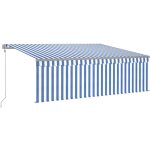 Vidaxl - auvent automatique store capteur de vent led 4, 5x3 m bleu blanc