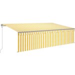 Vidaxl - auvent automatique store capteur de vent / led 5x3 m jaune / blanc