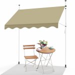 Vounot - auvent rtractable manuel sans perage 300x120cm beige - hauteur et inclinaison rglable - store ...