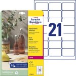 Etiquette plastique avery - zweckform 63. 5 x 38. 1 mm film de polyester transparent 525 pc(s) fixation ...